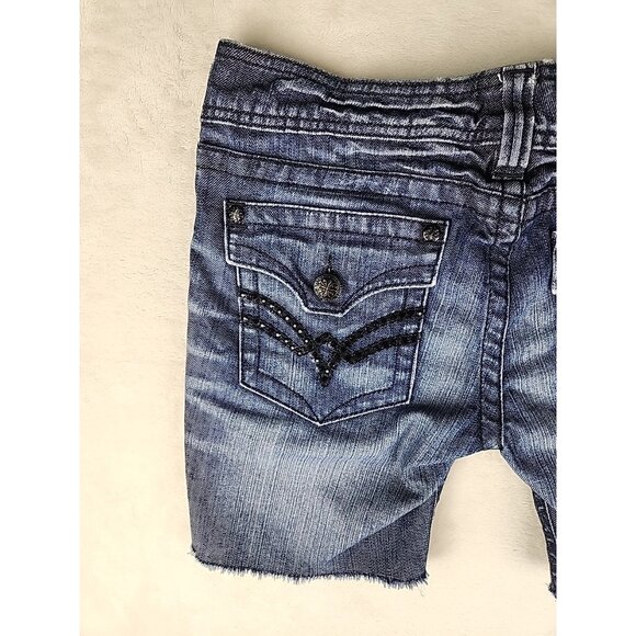 Womens Affliction Jade Cut-Off Shorts Sz 31 Studs & Leather Embroidered - Picture 9 of 14